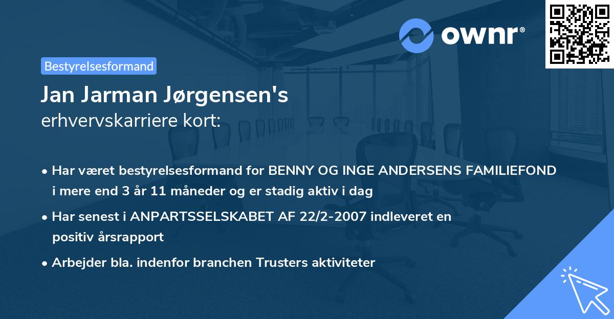 Jan Jarman Jørgensen's erhvervskarriere kort