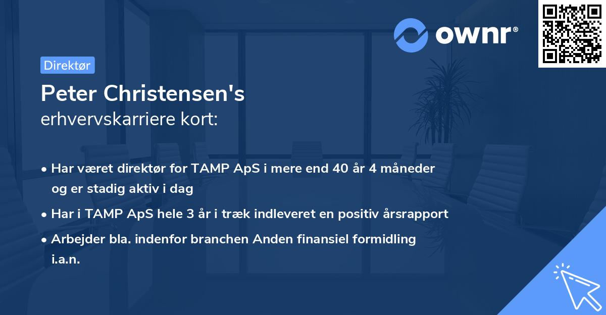 Peter Christensen's erhvervskarriere kort