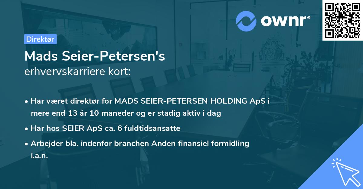 Mads Seier-Petersen's erhvervskarriere kort