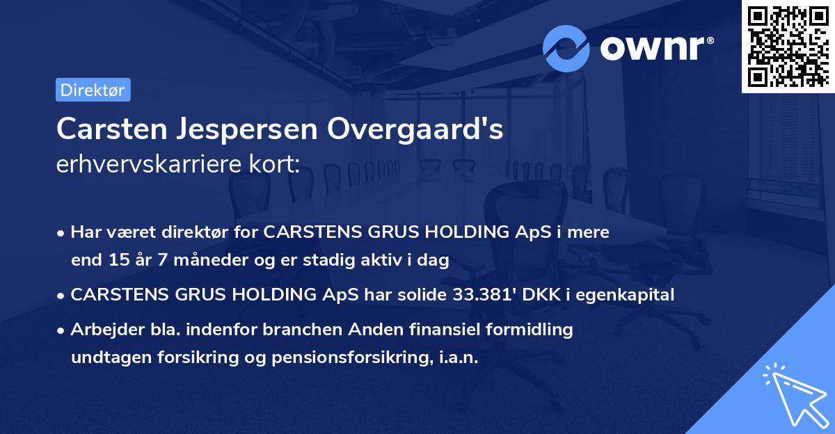 Carsten Jespersen Overgaard's erhvervskarriere kort