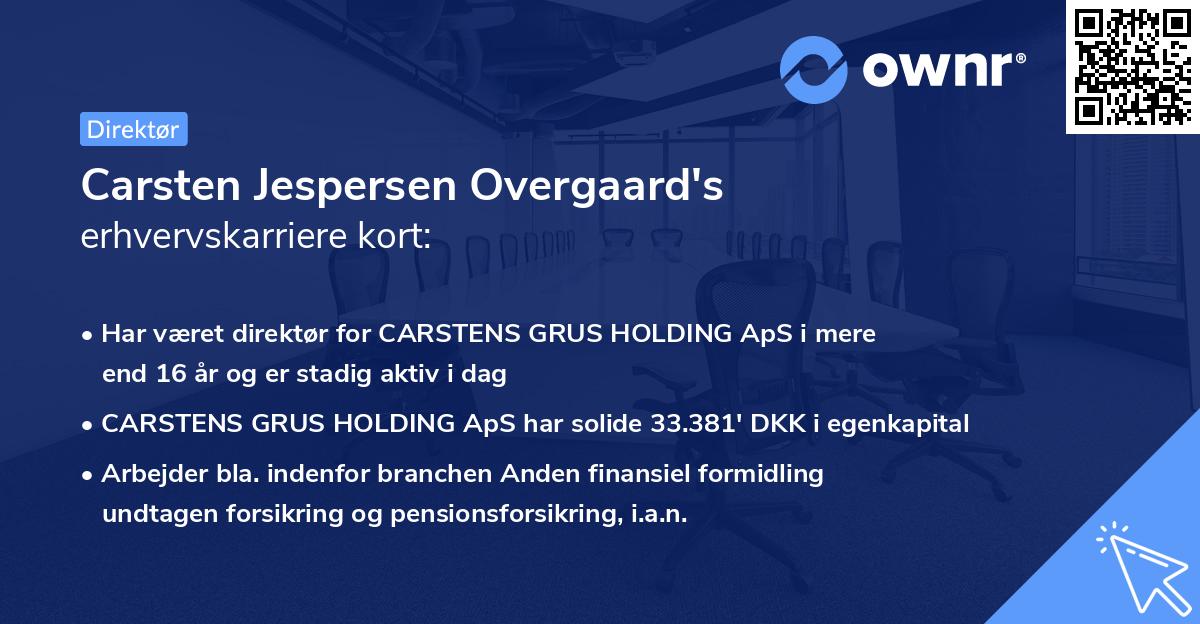 Carsten Jespersen Overgaard's erhvervskarriere kort