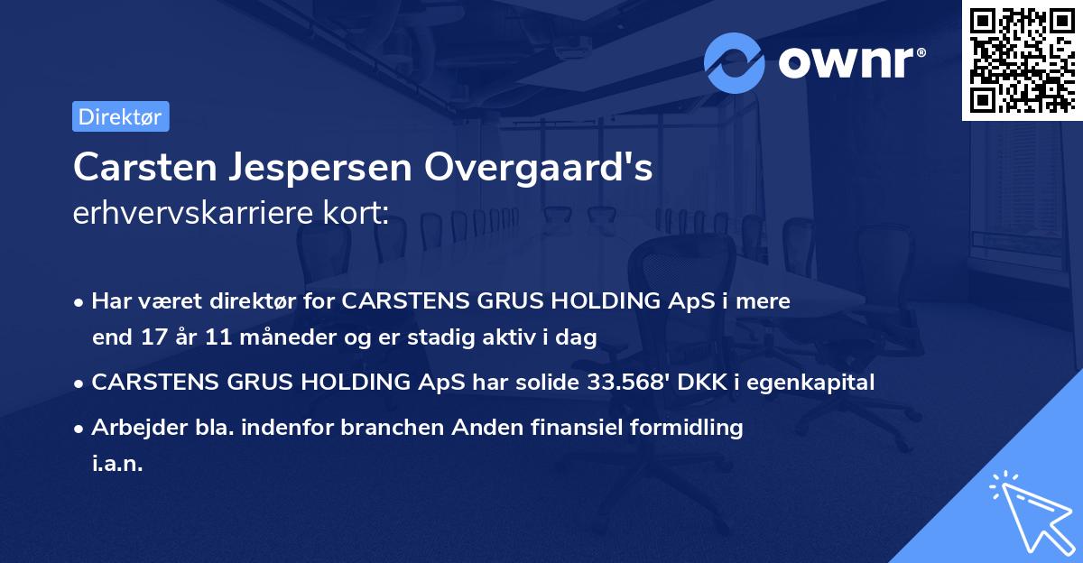 Carsten Jespersen Overgaard's erhvervskarriere kort