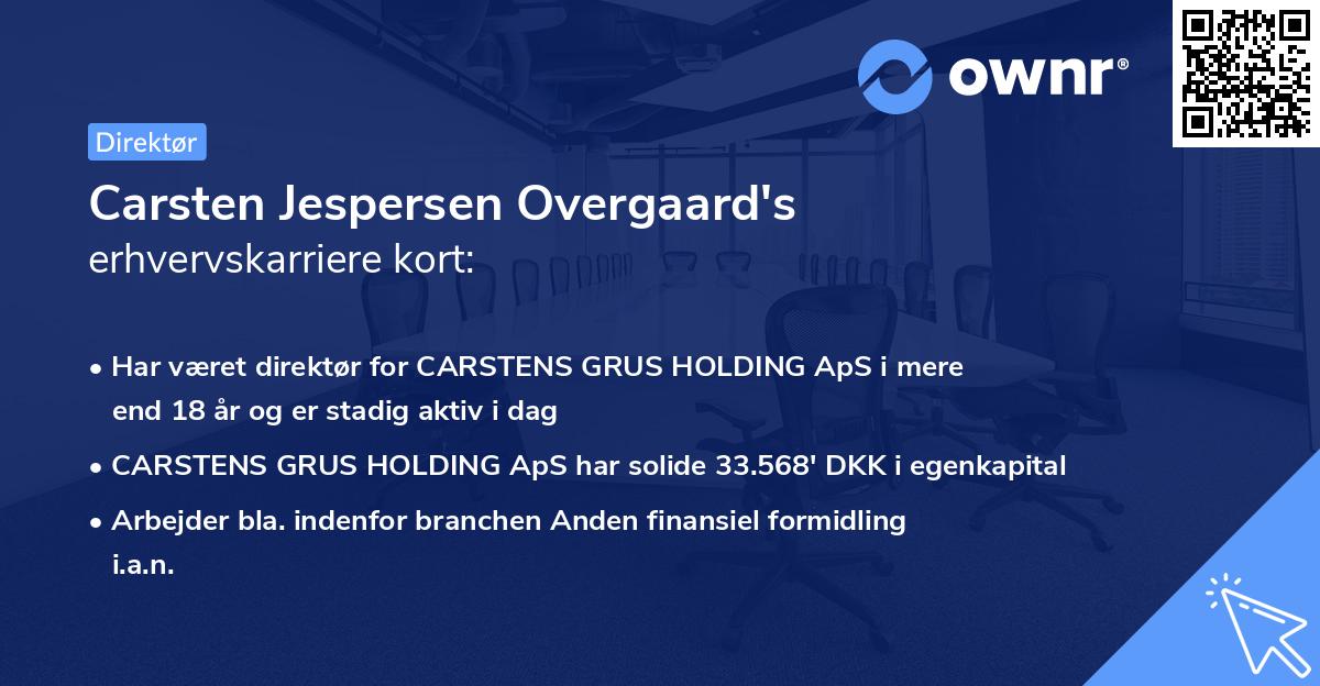 Carsten Jespersen Overgaard's erhvervskarriere kort