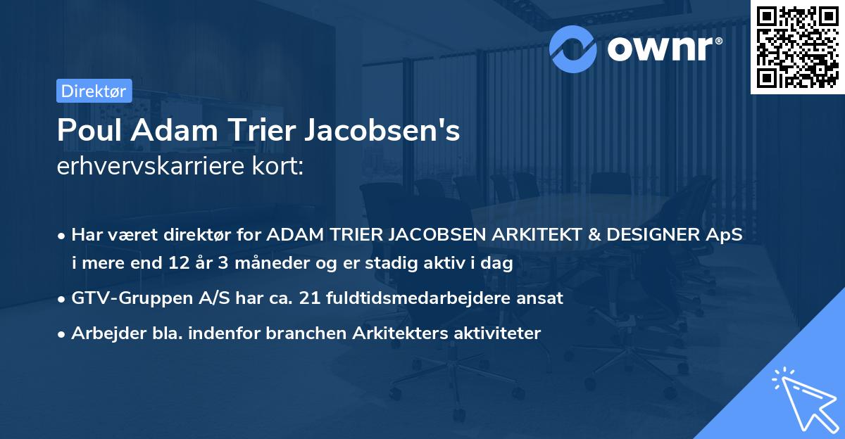 Poul Adam Trier Jacobsen's erhvervskarriere kort