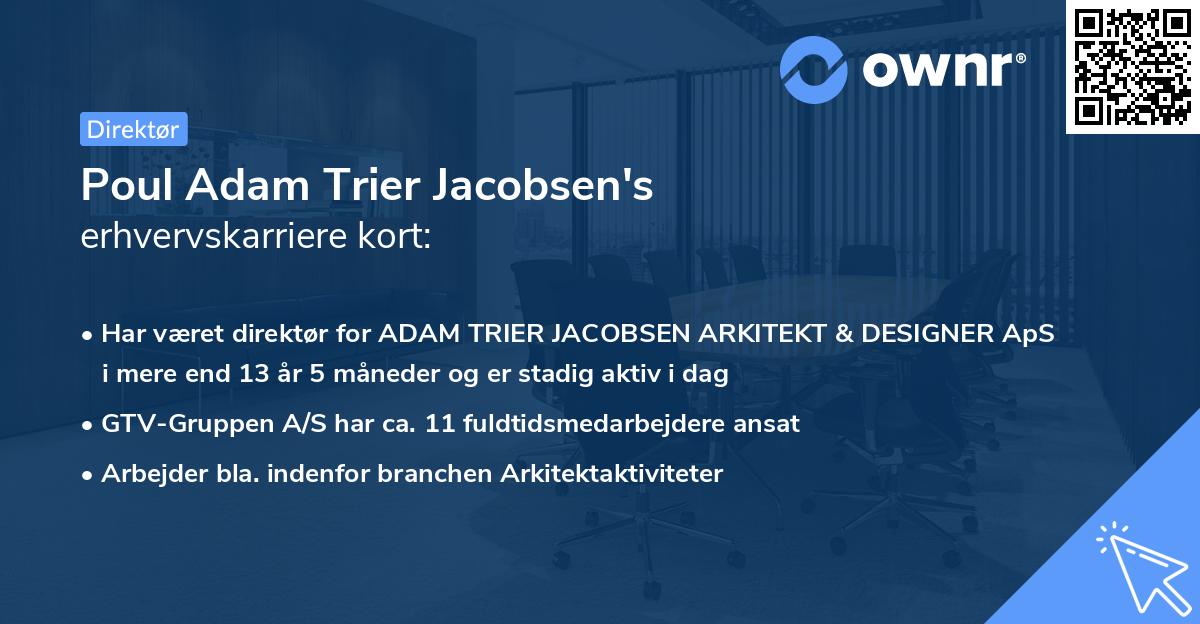 Poul Adam Trier Jacobsen's erhvervskarriere kort
