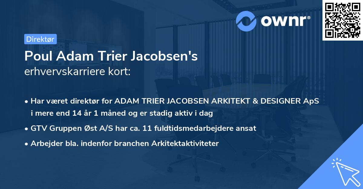 Poul Adam Trier Jacobsen's erhvervskarriere kort