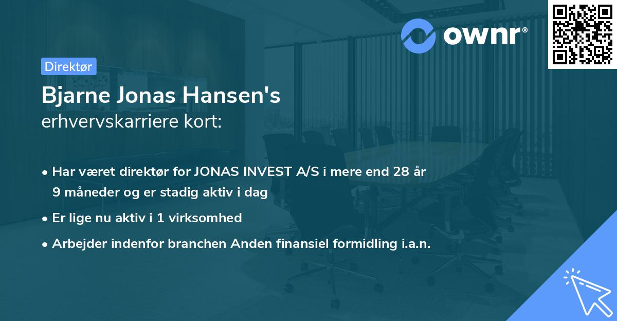 Bjarne Jonas Hansen's erhvervskarriere kort