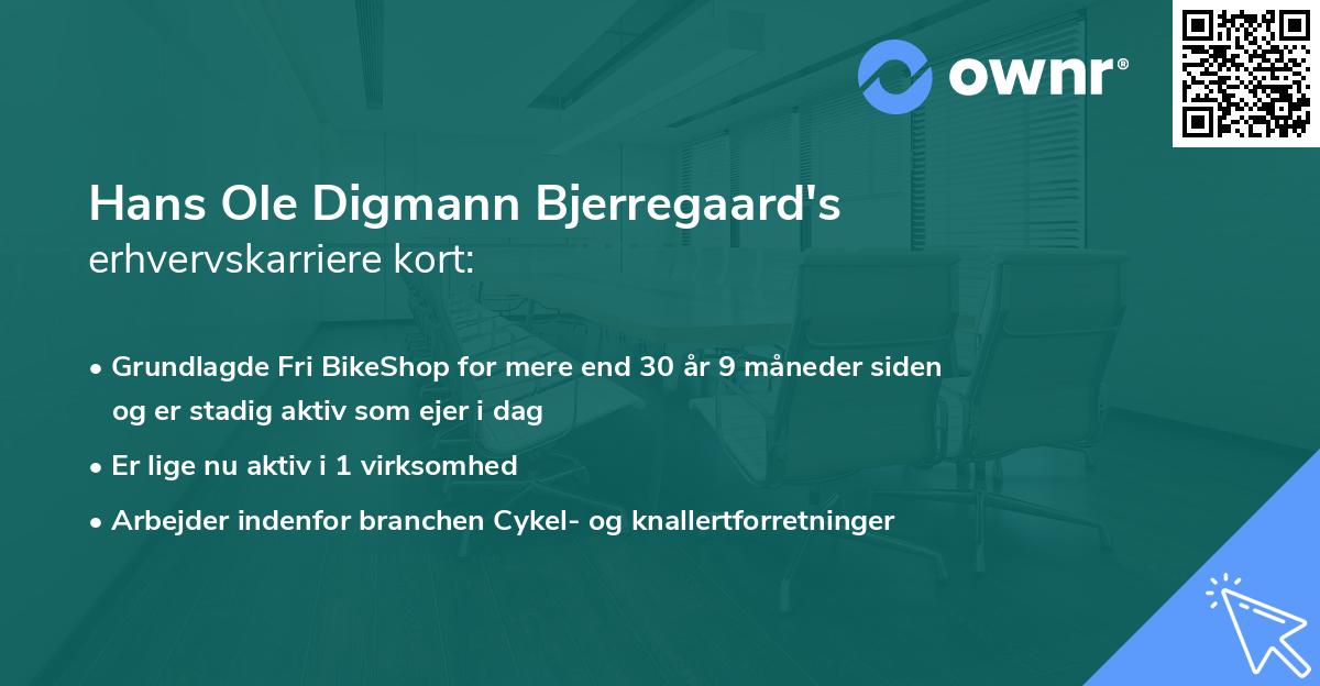 Hans Ole Digmann Bjerregaard's erhvervskarriere kort