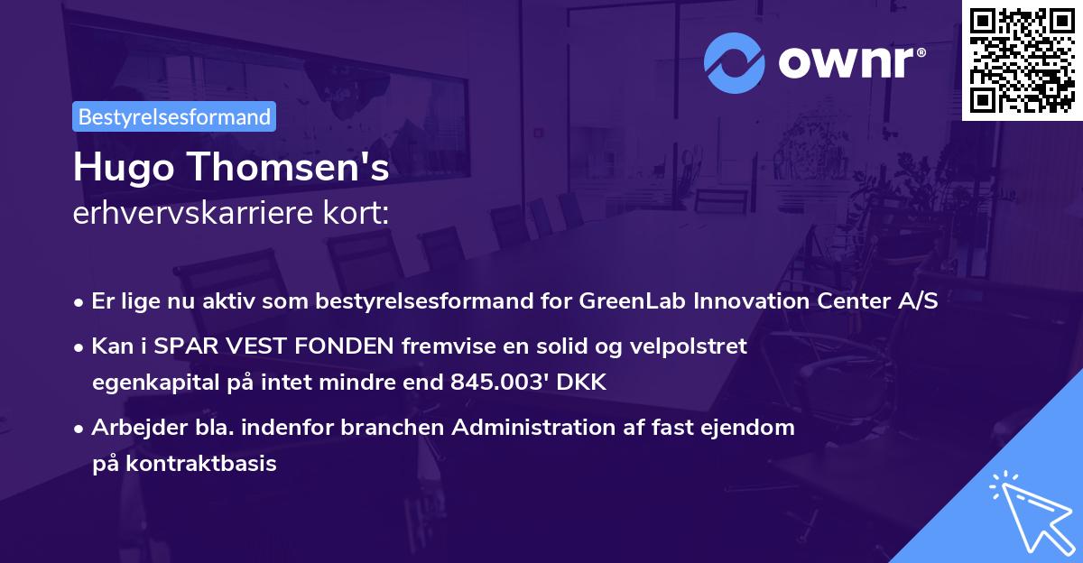 Hugo Thomsen's erhvervskarriere kort