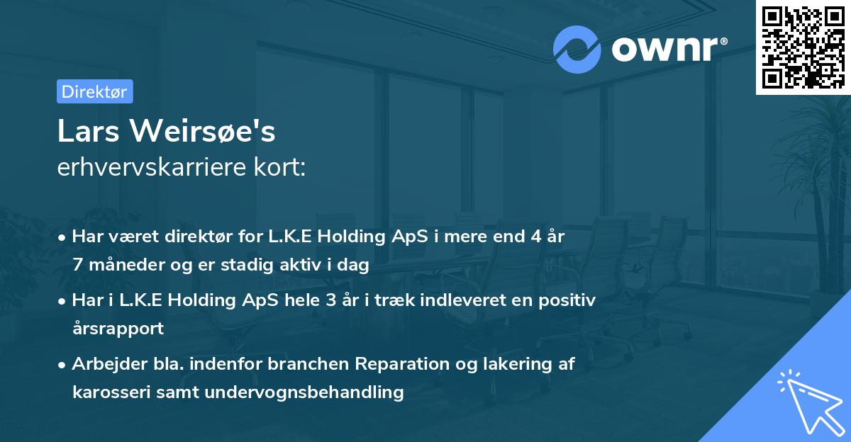 Lars Weirsøe's erhvervskarriere kort
