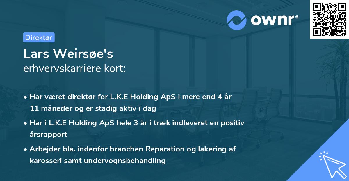 Lars Weirsøe's erhvervskarriere kort