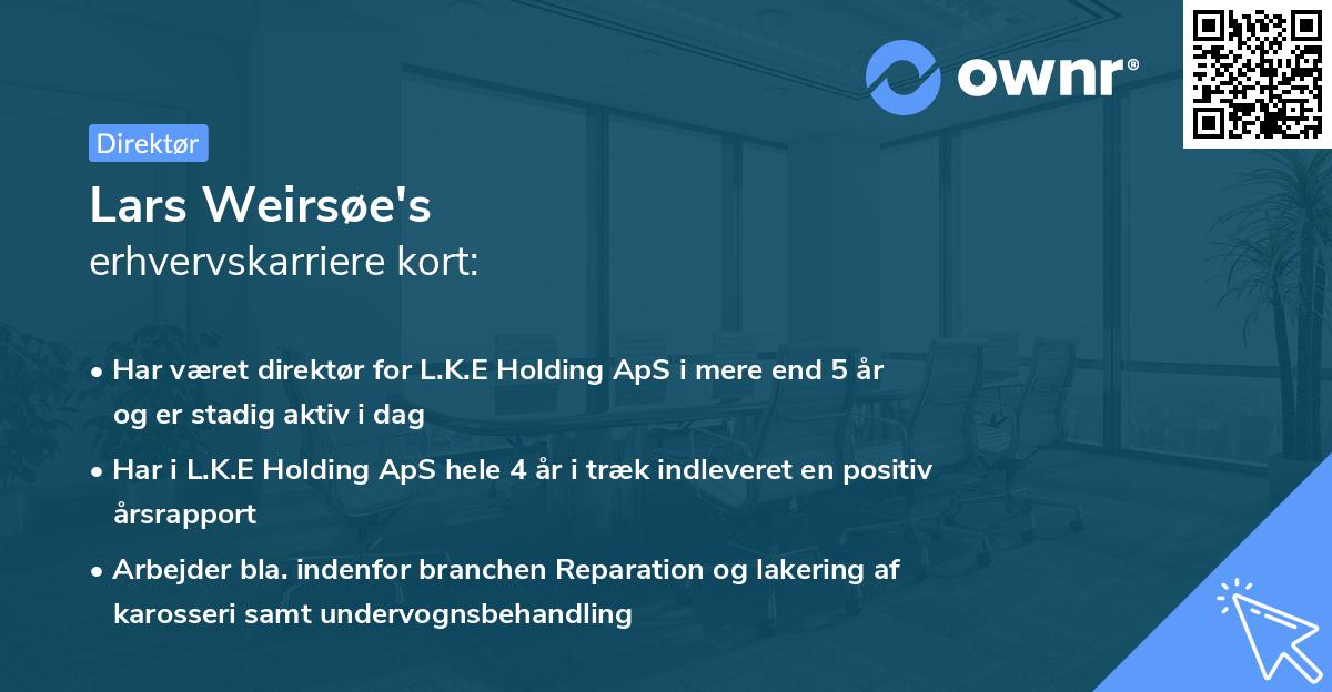 Lars Weirsøe's erhvervskarriere kort