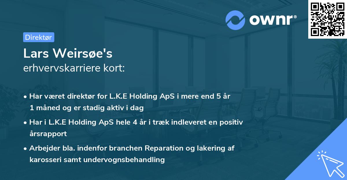 Lars Weirsøe's erhvervskarriere kort