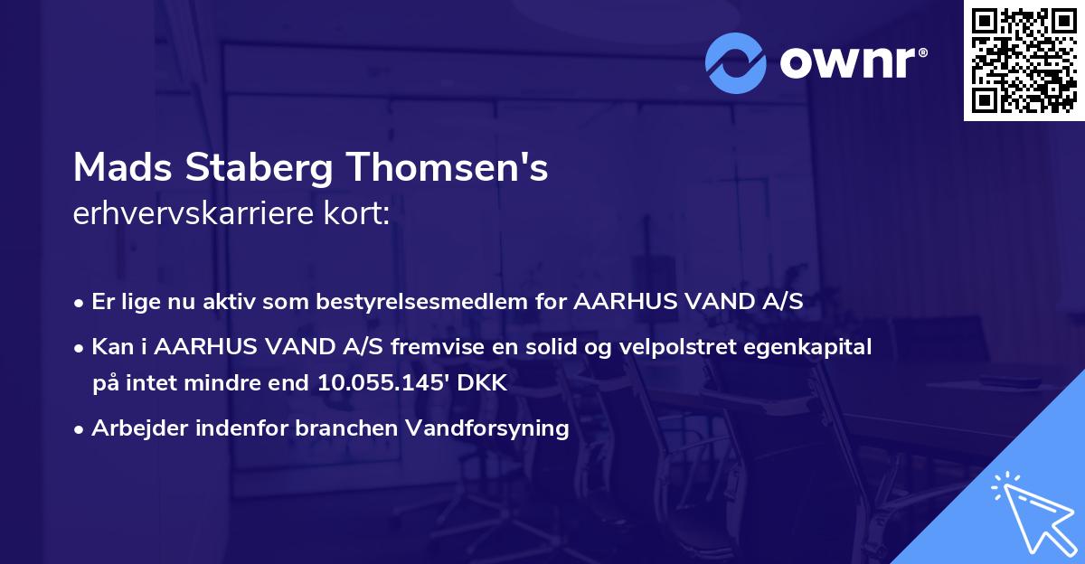 Mads Staberg Thomsen's erhvervskarriere kort