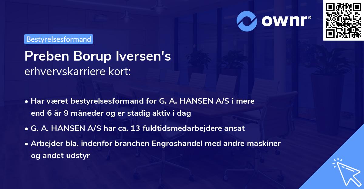 Preben Borup Iversen's erhvervskarriere kort