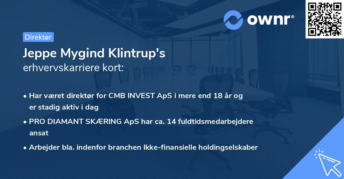 Jeppe Mygind Klintrup's erhvervskarriere kort