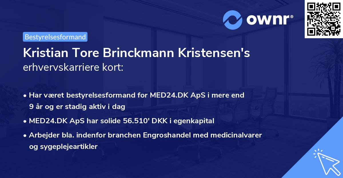 Kristian Tore Brinckmann Kristensen's erhvervskarriere kort
