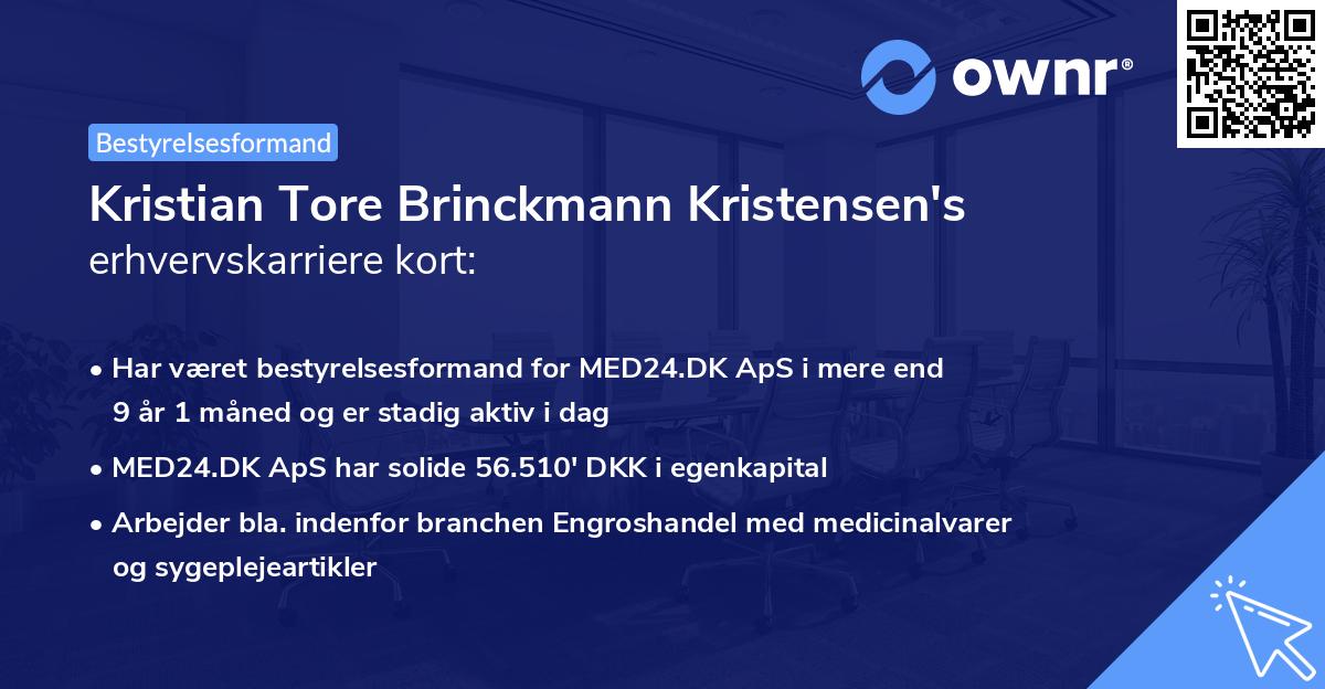 Kristian Tore Brinckmann Kristensen's erhvervskarriere kort