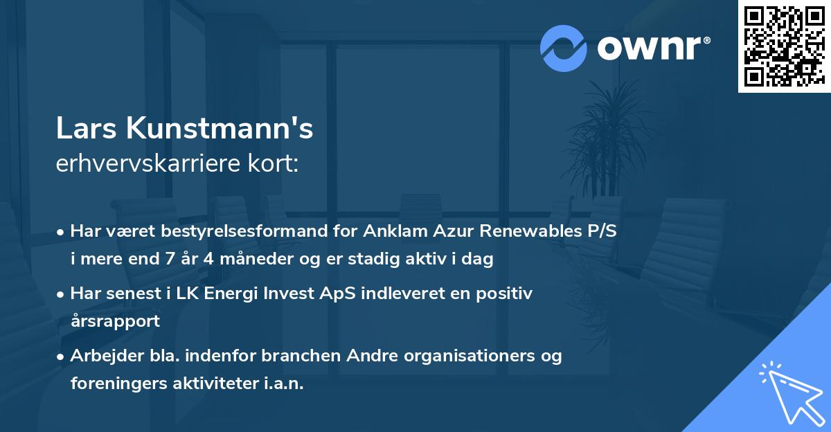 Lars Kunstmann's erhvervskarriere kort