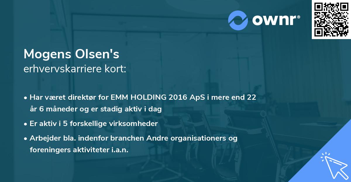 Mogens Olsen's erhvervskarriere kort