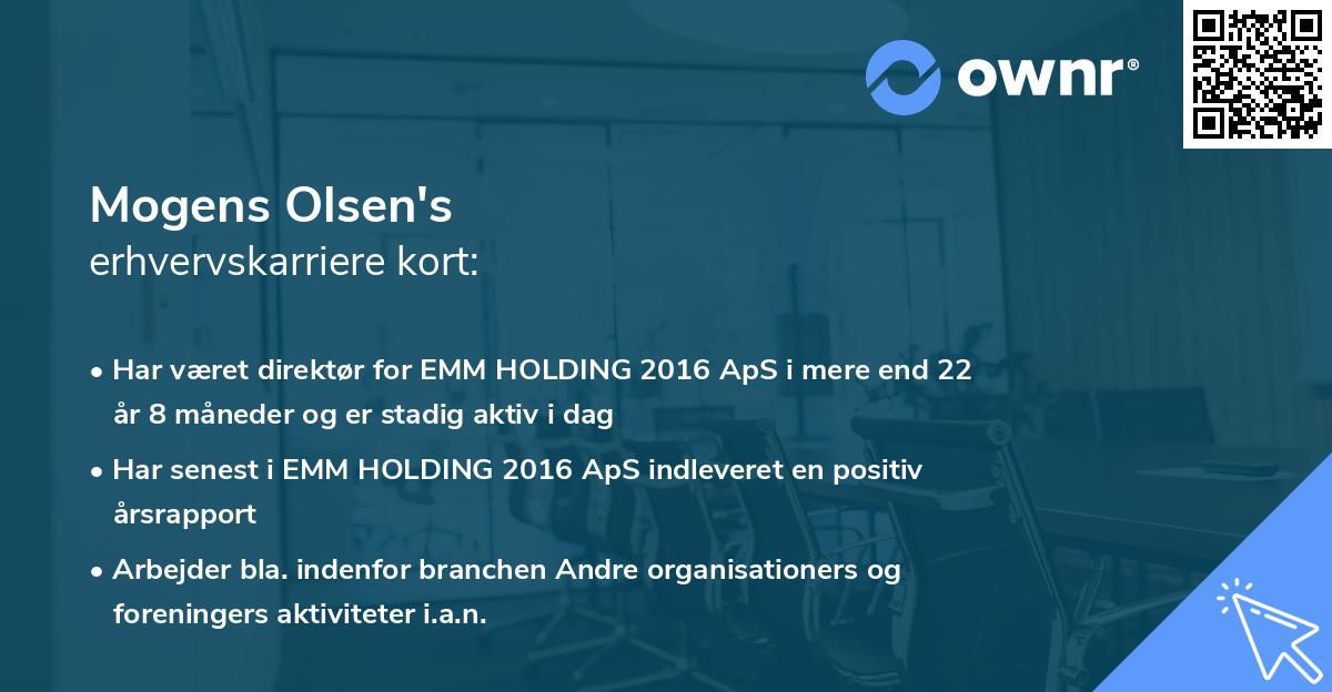 Mogens Olsen's erhvervskarriere kort