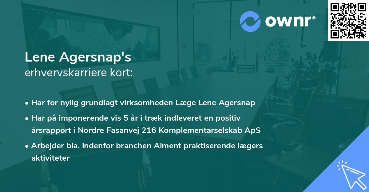 Lene Agersnap's erhvervskarriere kort