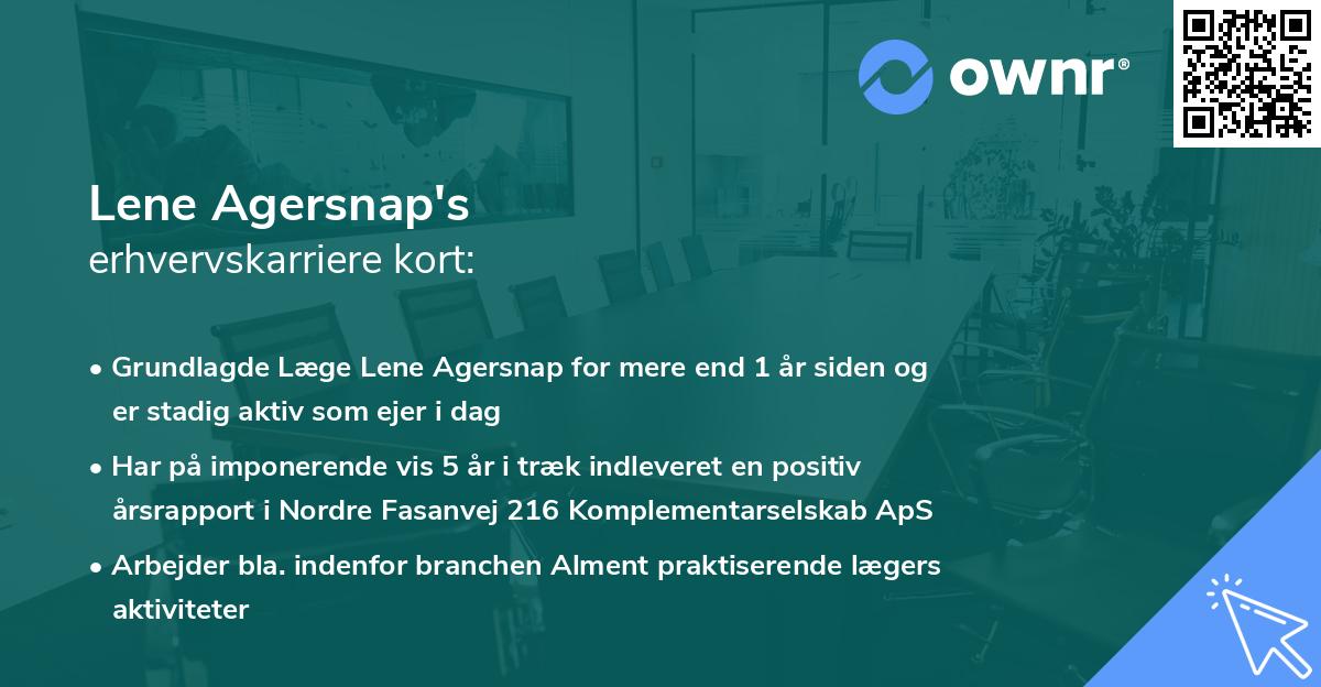 Lene Agersnap's erhvervskarriere kort