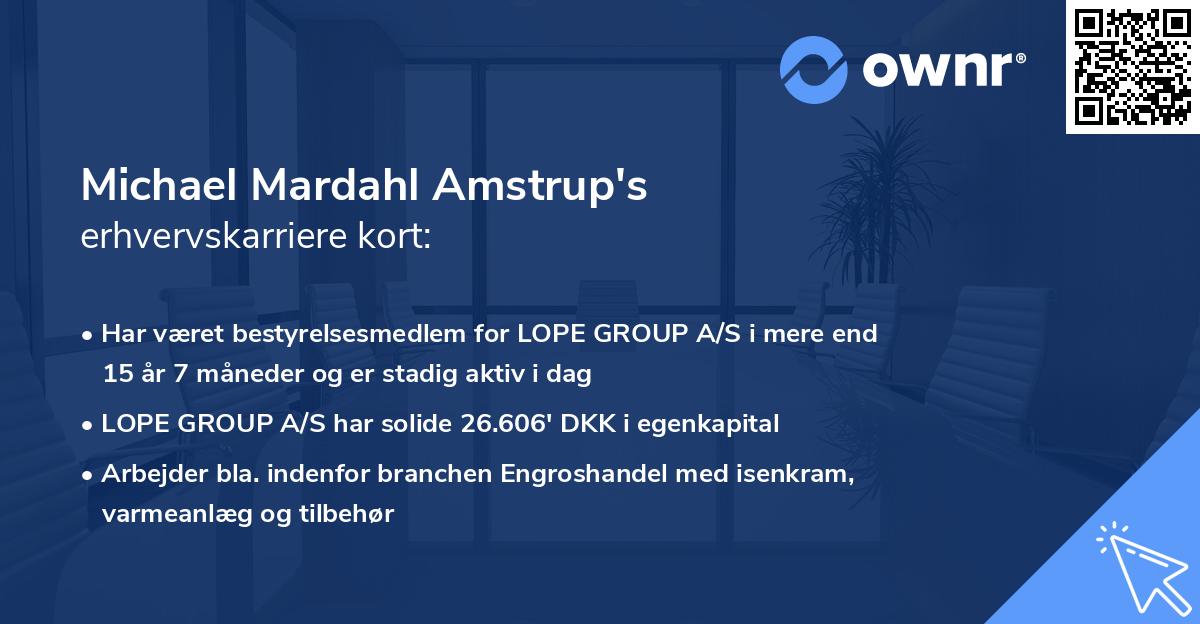 Michael Mardahl Amstrup's erhvervskarriere kort