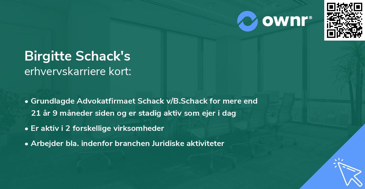 Birgitte Schack's erhvervskarriere kort