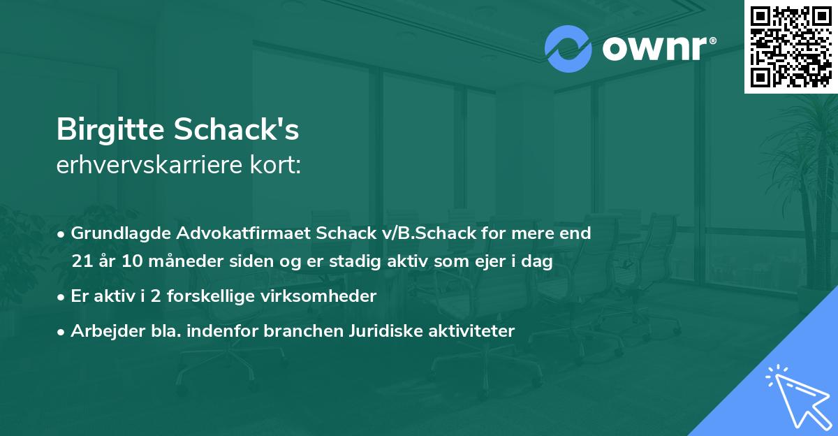 Birgitte Schack's erhvervskarriere kort