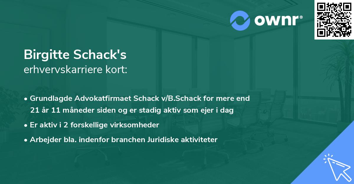 Birgitte Schack's erhvervskarriere kort