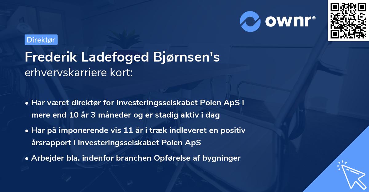 Frederik Ladefoged Bjørnsen's erhvervskarriere kort