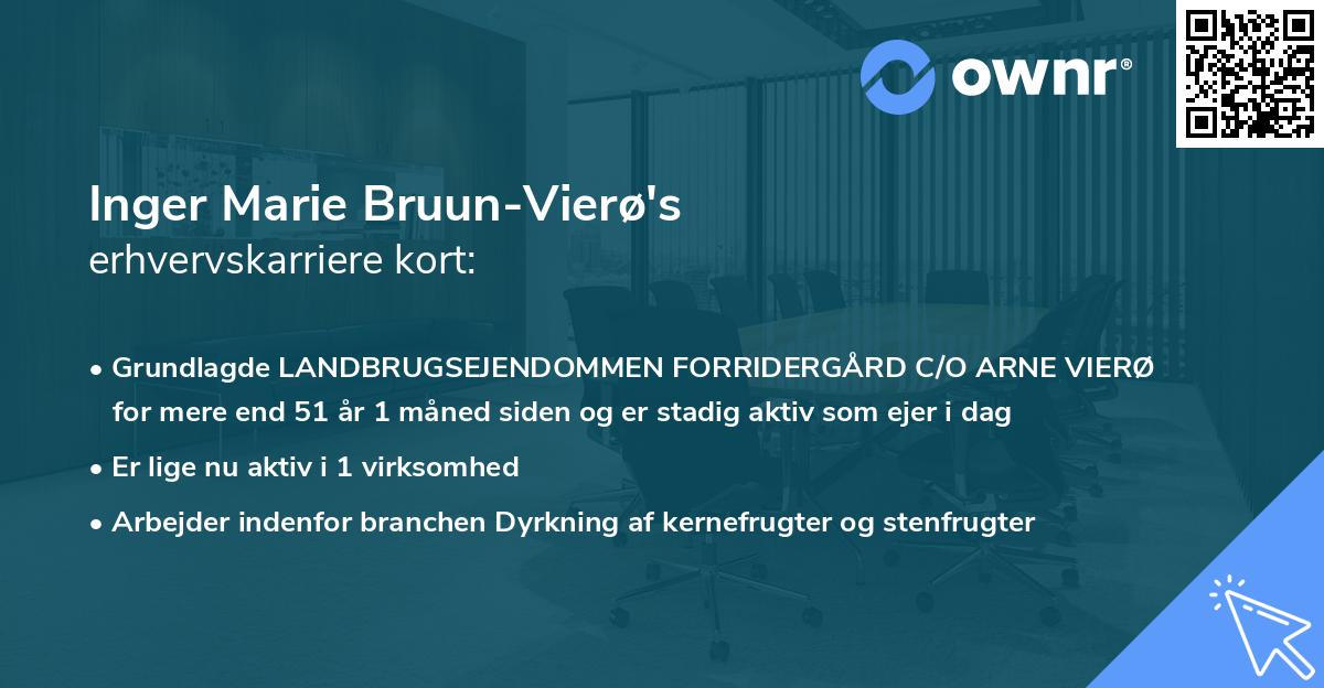Inger Marie Bruun-Vierø's erhvervskarriere kort