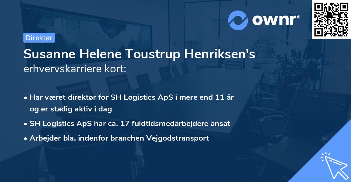 Susanne Helene Toustrup Henriksen's erhvervskarriere kort