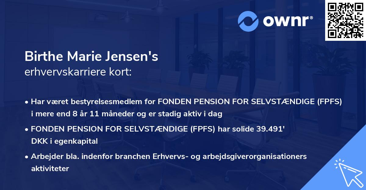 Birthe Marie Jensen's erhvervskarriere kort