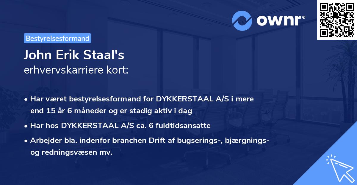 John Erik Staal's erhvervskarriere kort