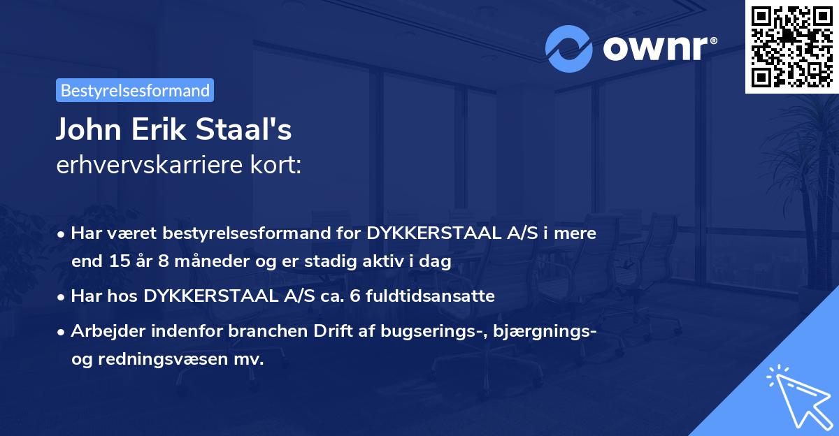 John Erik Staal's erhvervskarriere kort