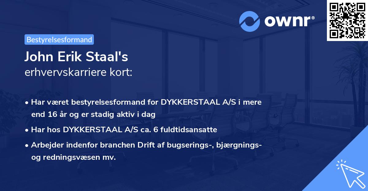 John Erik Staal's erhvervskarriere kort