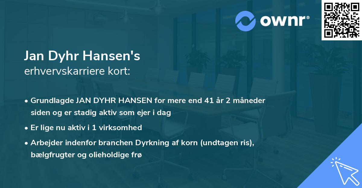 Jan Dyhr Hansen's erhvervskarriere kort