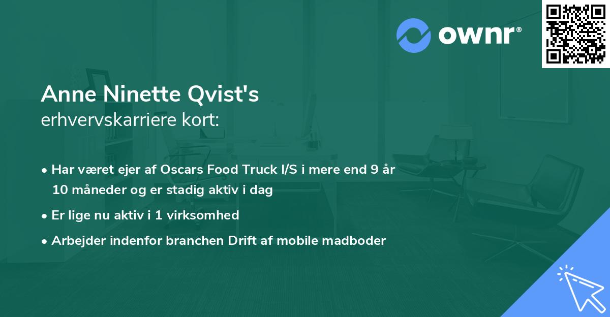 Anne Ninette Qvist's erhvervskarriere kort