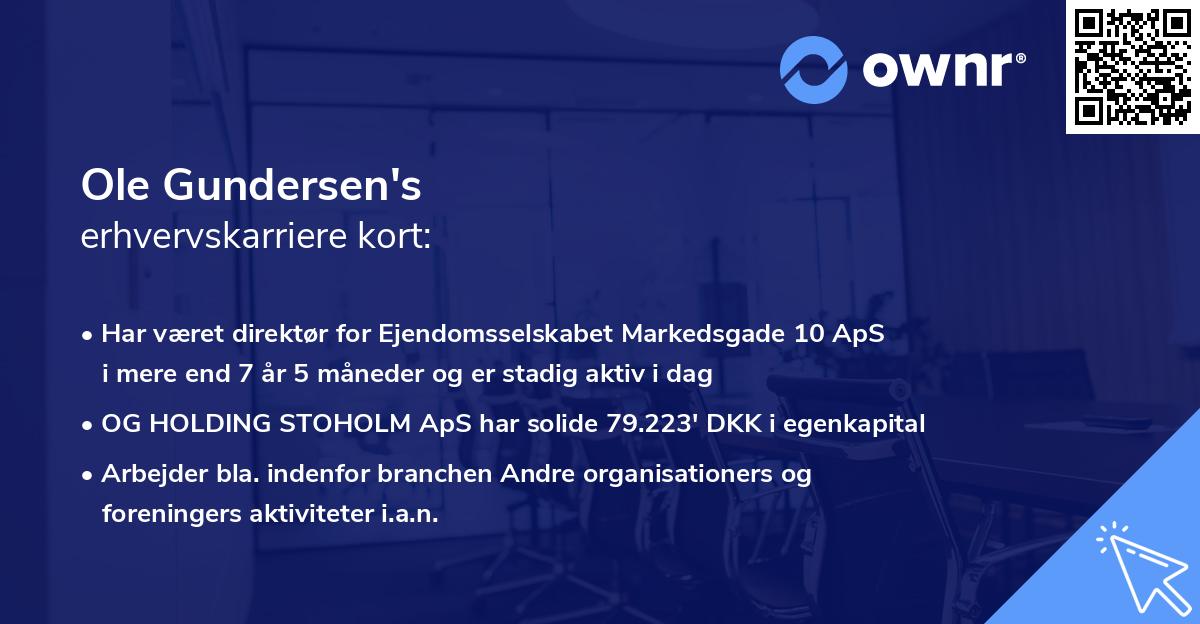 Ole Gundersen's erhvervskarriere kort