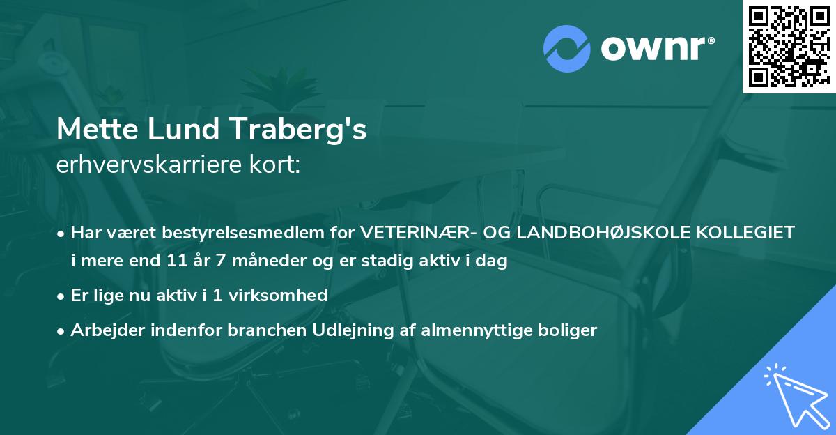 Mette Lund Traberg's erhvervskarriere kort