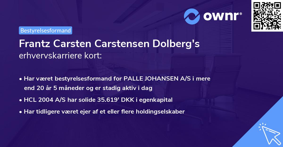 Frantz Carsten Carstensen Dolberg's erhvervskarriere kort