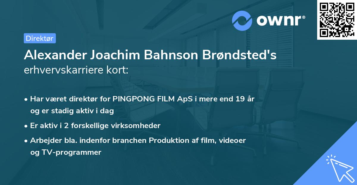 Alexander Joachim Bahnson Brøndsted's erhvervskarriere kort
