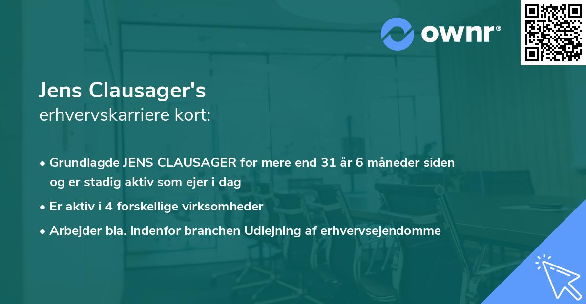Jens Clausager's erhvervskarriere kort