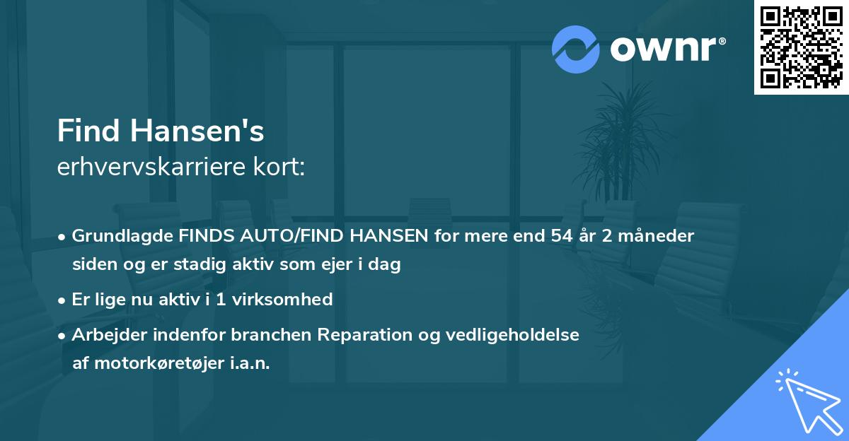 Find Hansen's erhvervskarriere kort