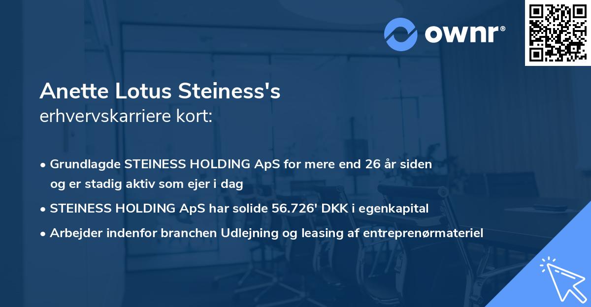 Anette Lotus Steiness's erhvervskarriere kort