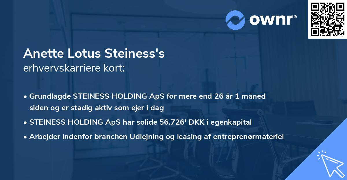 Anette Lotus Steiness's erhvervskarriere kort