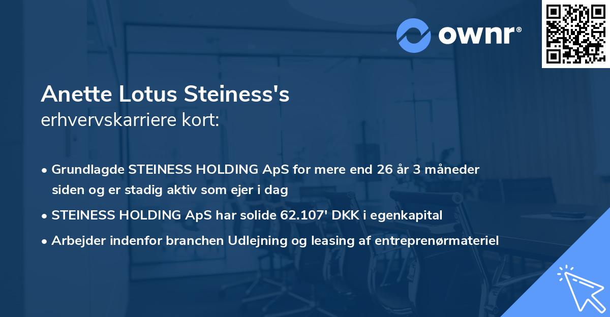 Anette Lotus Steiness's erhvervskarriere kort