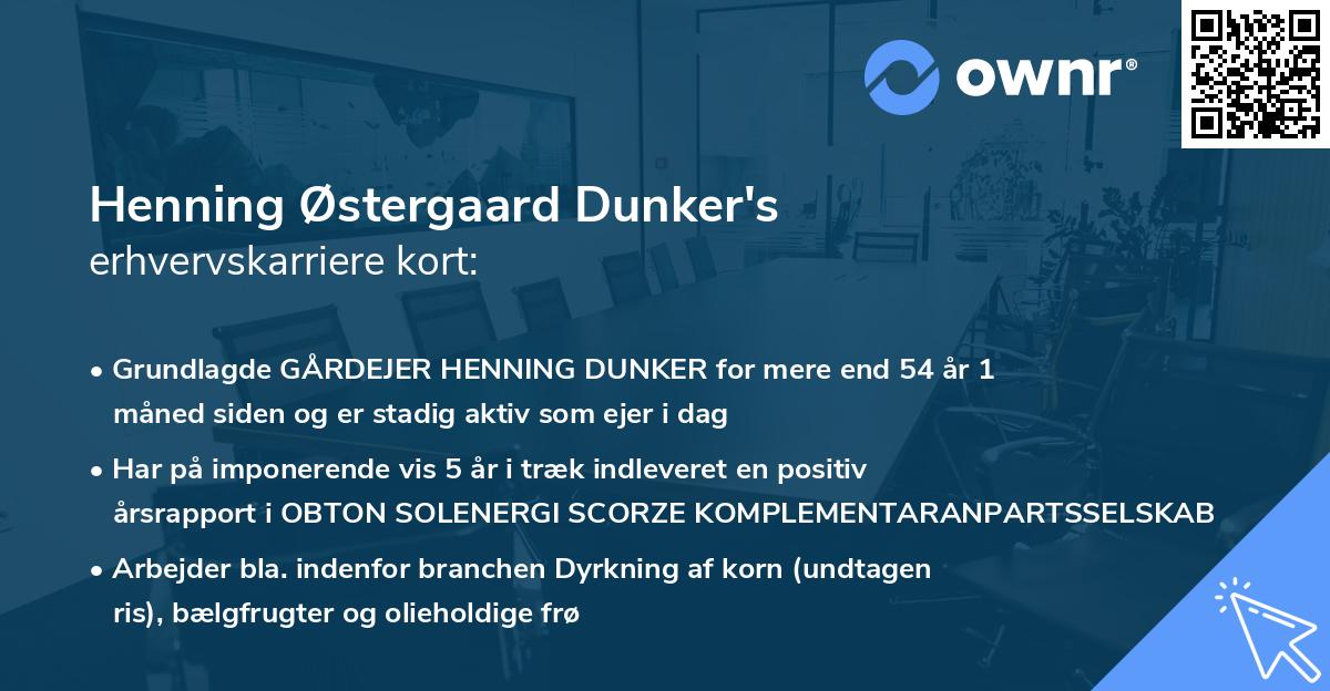 Henning Østergaard Dunker's erhvervskarriere kort